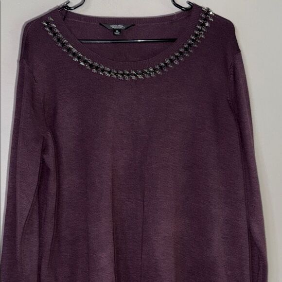Simply Vera Vera Wang Purple Embellished Long Sleeve Sweater - Picture 7 of 11